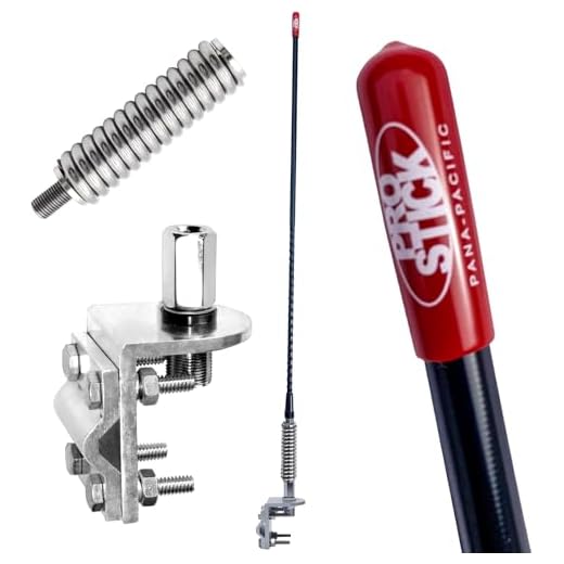 Prostick 4 ft Black Fiberglass CB Antenna Kit – 1000W Heavy Duty Antenna with Single Groove Mirror Mount, Stainless Steel Spring & SO-239 Stud for Semi Truck, Jeep, ATV, UTV