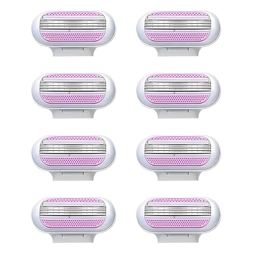 8 Piezas Recambios para Maquinilla de Depilación de Mujer, Compatibles Venus, Cuchillas de Afeitar para Mujer, 3 Hojas de Afeitar de Acero Inoxidable, Bandas Lubricantes para Afeitado Suave y Preciso - imagen 7