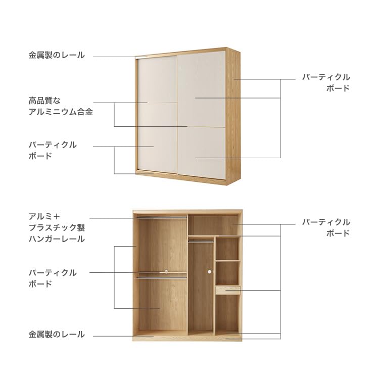 Amazon.co.jp: ホームテイスト ナチュラル＆ホワイト 1.6mスライド扉