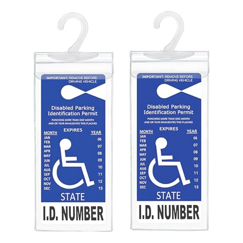 GAOLAOSY Portable Handicap Placard Holder, Transparent Disabled Permit Protector with Large Hanger, Universal Handicap Parking Sign Holder for Car Sun Visor (2PCS)