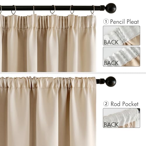 MIULEE Cortinas Opacas con Cinta Fruncida 2 Piezas 140x245 CM, Beige Cortina Ventana Dormitorio Modernas Cortina Anti Luz, Salon Cortinas Opaca Termica Aislante Habitacion Modernas
