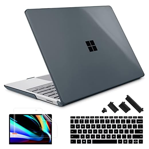May Chen Compatible with Microsoft Surface Laptop Go 3 Go 2 Go 1 12.4 Inch Model 1943 2013 (2023 2022 2020 Release), Plastic Hard Shell Case with Screen Protector + Keyboard Cover, Crystal Black
