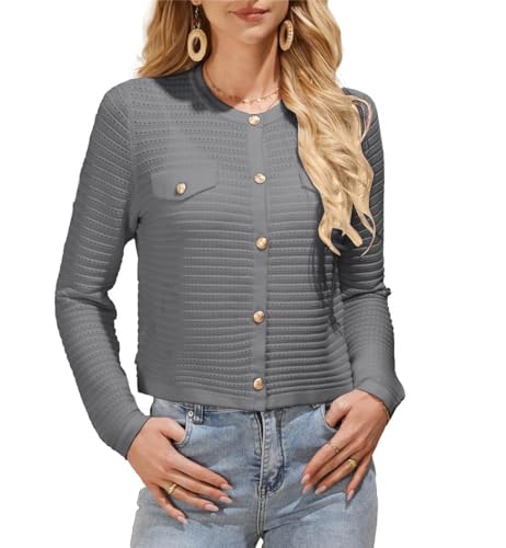 Image of GRACE KARIN Women's Knit Cardigan Sweaters Long Sleeve Open Front Button Down Trendy Jackets Lightweight Summer Outfits