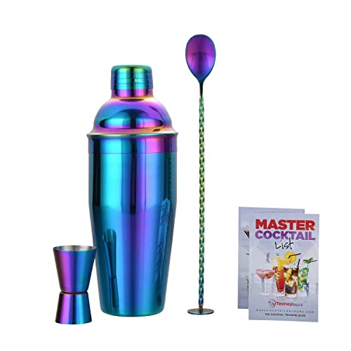 24 Oz Cocktail Shaker Bartender Set, Stainless Steel Martini Shaker With Built-In Bartender Strainer & Popular Cocktail Recipes Booklet, Professional Bartender Tool For Home Or Bar #TOP1