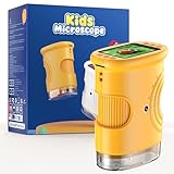 1000X Digital Mikroskop für Kinder Lupe: Handy Taschenmikroskop mit 2.0" IPS Bildschirm & 8 LED Licht - Geschenk ab 3-6 6-12 Jährige - Mini Magnifying Glass - Kids Gartenspielzeug Gelb