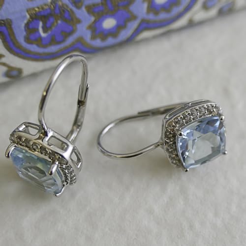 Boucles d'oreilles topaze bleue à fermoir levier pour vos soirées