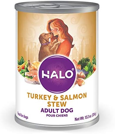 Halo Adult Wet Dog Food, Turkey & Salmon Stew, 13.2oz Can (Pack of 6)