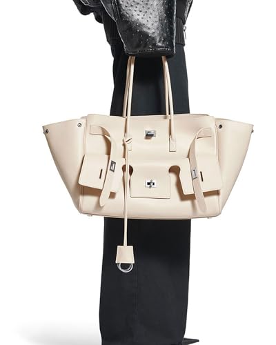 Image of NEWBELLA Women's Vegan Leather Tote Bag, Stylish Handbag for Everyday Use (White)