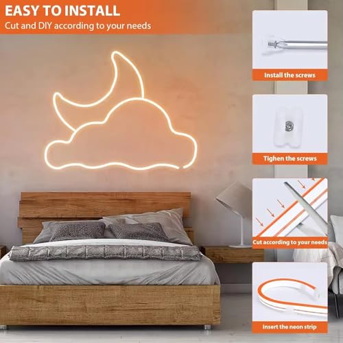 Image of NEWNESS 13.2 Feet Orange Neon LED Strip Lights | IP65 Waterproof Flexible Silicone Rope Light with 12V Power Adapter for Home Decor