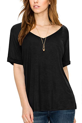 Made By Johnny MBJ Women s Summer Short Sleeve Loose Casual Tee T-Shirt S-3XL Plus Size XXXL Black