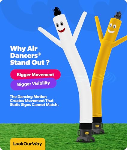 Image of LookOurWay Air Dancers Inflatable Tube Man Attachment - 10 Feet Tall Wacky Waving Inflatable Dancing Tube Guy for Business Promotion - Blower Not Included - White