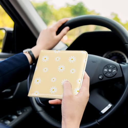 Image of CoBak Car Registration and Insurance Holder - Vehicle Glove Box Car Organizer, Auto Truck Comparment Accessories Case for Essential Document, Driver License, Cards (Daisy)