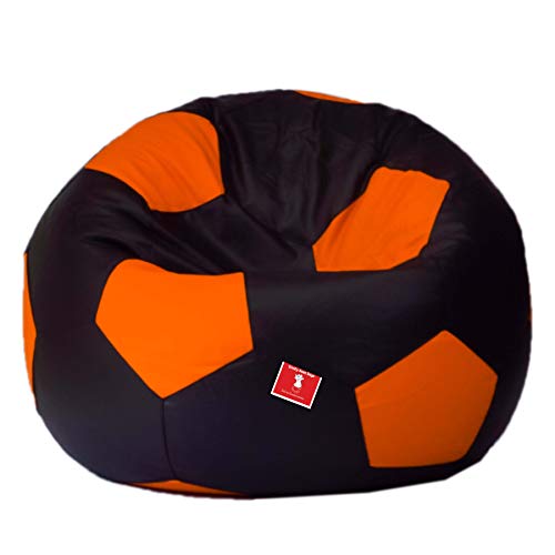 ComfyBean Soccer Bean Bag Filled with Bean Filler, Black and Orange, 3XL ComfyBean Soccer Bean Bag Filled with Bean Filler, Black and Orange, 3XL