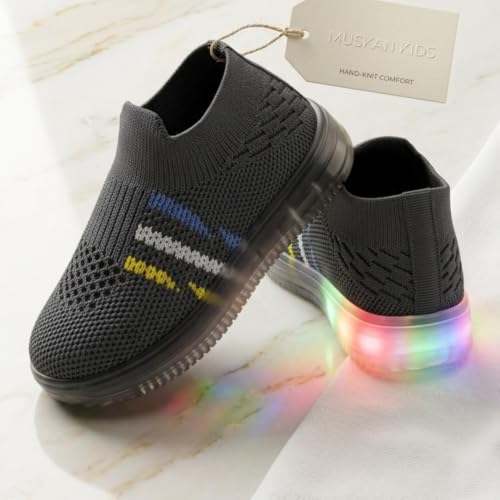 Image of inchJugnu inch LED Light-Up Baby Shoes (0-5 Years) | Soft Sole Comfort for Tiny Feet, Breathable Knit, Easy Slip-On | Magical Glowing Shoes for Happy Kids.