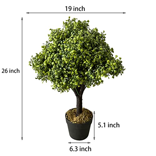 The Bloom Times 26" T Boxwood Topiary Trees Artificial Outdoor 2 Pack Faux Topiary Ball Plants Outside Set Of 2 Fake Bushes And Shrubs For Front Porch Garden Patio Decor #TOP1