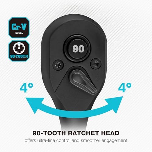 DURATECH 1/4-Inch Drive Ratchet, 90-Tooth Quick-Release Ratchet Wrench — view 2