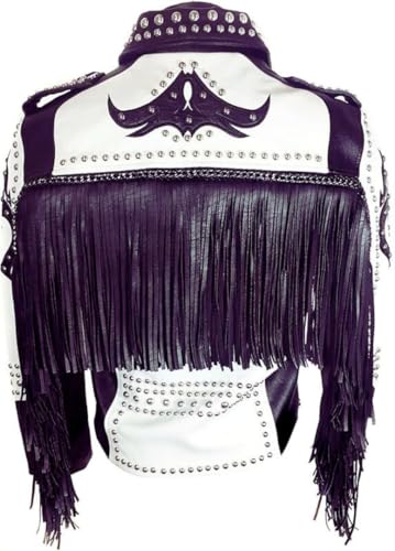 Men's New Handmade Fringe Tribal Silver Punk Rock Gothic Rivet Biker Studded Leather Jacket3