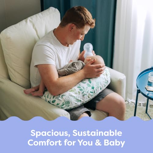 Boppy Nursing Pillow - Firm, Ergonomic U-Shaped Bottle and Breastfeeding Pillow with High Lift for Comfort and Support, Spacious Surface - Green Sage Leaf