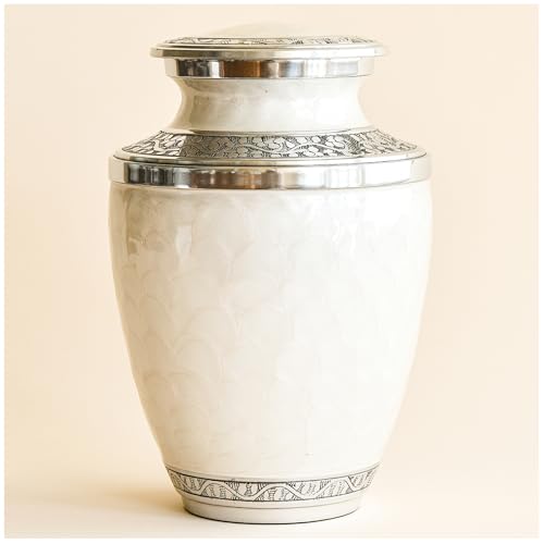 Aspen Studio Urna de cremación de platino para cenizas humanas adultas, urnas conmemorativas funerarias grandes hechas a mano