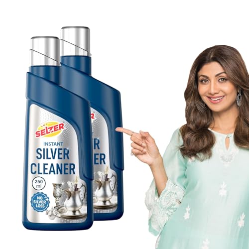 Image of Selzer Silver Dip Cleaner Liquid - 250 ml | Instant Silver Cleaner & Tarnish Remover for Pooja Items, Utensils & Jewellery | Silver Shine Cleaning Liquid for Silverware & Ornaments (Pack of 2)