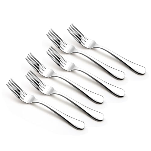 Image of Bergner BE Essentials Baguette Stainless Steel 6 Pcs Baby Fork Set, 16cm Long Fork, Non-Magnetic Premium Baby Forks for Toddler and Kitchen, Easy to Clean, Modern Aesthetics, 1.5mm Thickness - Silver
