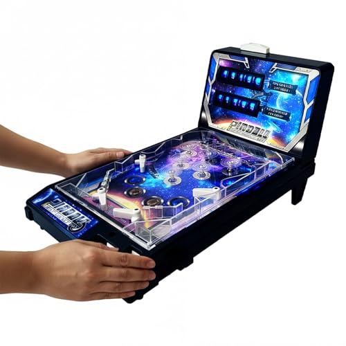 Classic Pinball Machine, Compact Tabletop Ball Shooting Game, Pinball Toy with Lights Sounds and Scorer, for Kids Ages 6 to 12 Years