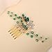 Teyglen Boho Emerald Crystal Side Comb - Gold Leaf Bride Wedding Hair Accessory - Small Green Rhinestone Piece - Bridal Headpiece for Women