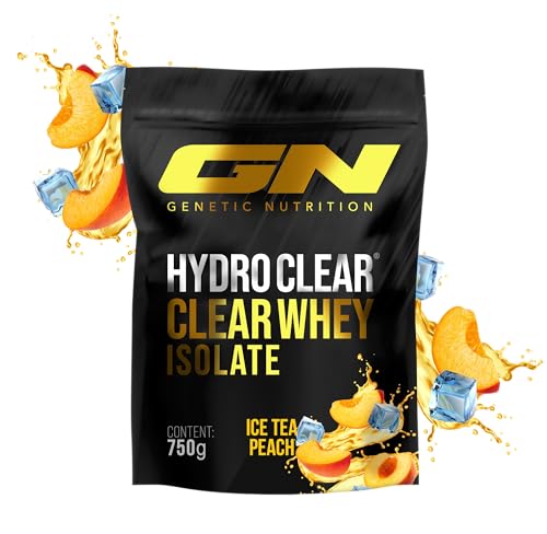 GN Laboratories Hydro Clear Whey ISO – Laktosefreies Whey Protein Isolat – 24 g Protein pro Portion – Kalorienarm, ohne künstliche Aromen & Zucker - Klarer Molkenprotein-Isolat – Peach Ice Tea 750 g