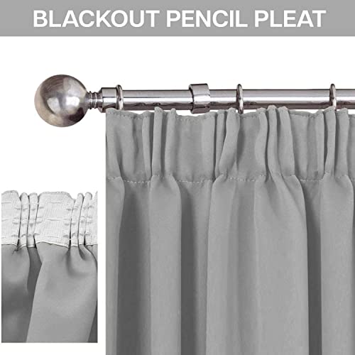 Aspire Homeware Blackout Curtains for Living Room - Pencil Pleat Light Grey Curtains Bedroom Thermal Insulated Super Soft Tape Top Window Curtain & Drapes with Tie Backs 66 x 54 Inch, 2 Panel - Image 4