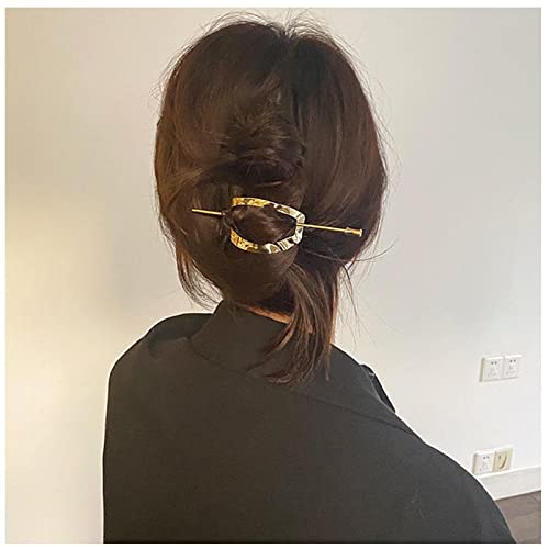 Yheakne Metal Hair Slide Clip Barrette Geometric Hair Holder Clip Pin Vintage Hair Slide Pin Bun Holder Alloy Hair Clip Decorative Hair Accessories for Women and Girls (Gold)