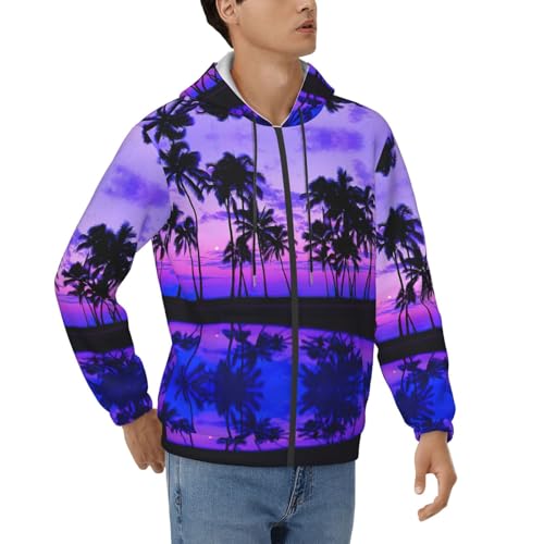 Sweat à capuche zippé EdWal homme avec poches et cordon de serrage violet