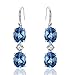 Caperci Brilliant Created Gemstone Oval Ocean Blue Sapphire Triple Drop Earrings in Sterling Silver