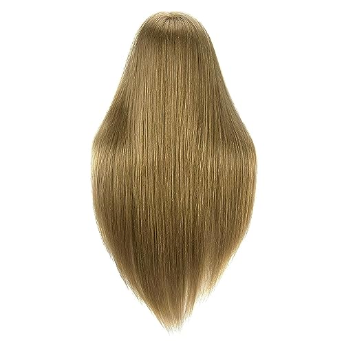 Frisierkopf mit Übungskopf ständer,71cm 60% Frisierkopf Echthaar,Puppenkopf zum Frisieren,Trainingsköpfe für Friseure Ausbildung Kopf Mit Halter + DIY Haare Set(Blond)