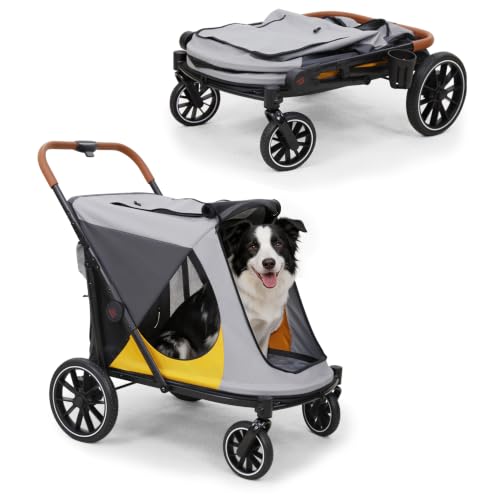 Vilanpaw Dog Stroller for Large-Dogs: Easy Fold Dual Entry Onefoot Brake