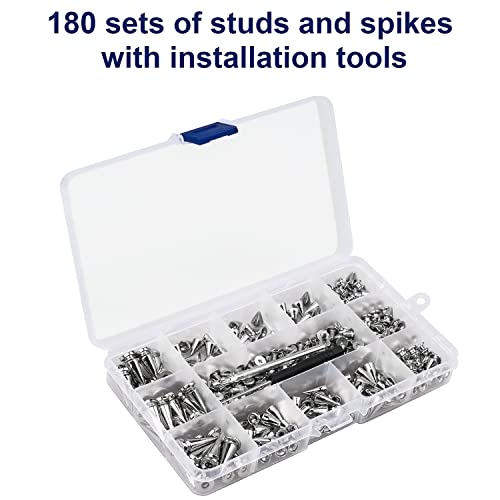 Siziviki 006 180 Sets Multiple Size Cone Spikes For Clothing Silver Color Screw, Studs And Spikes For Diy Leathercraft Decoration Punk Rock Style, Dog Collars Rivet thumb #4