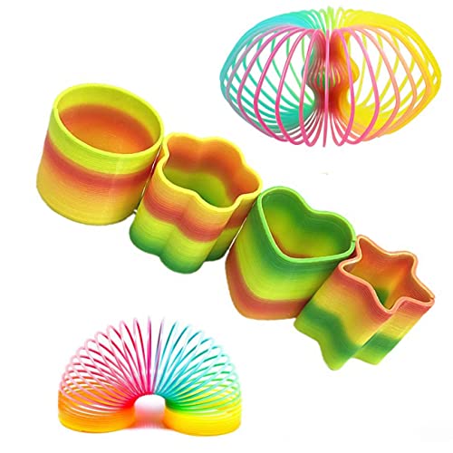 4PCS Rainbow Circle Spirale Arc-en-Ciel Ressort,4PCS Mini Rainbow Ring Ressorts Magiques Idéal pour Tous Les Enfants, fêtes d'enfants, Cadeaux, Prix,Jouet...