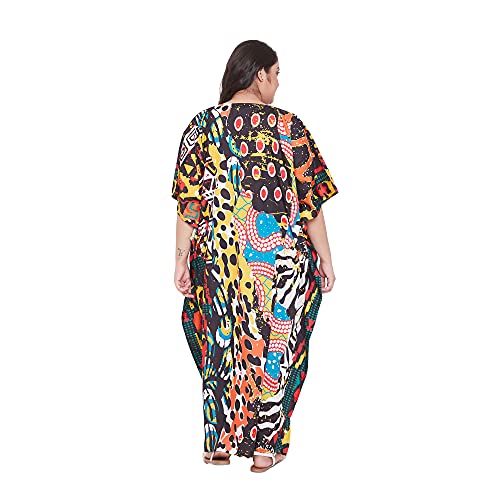 Image of Oussum Women Plus Size Kaftan Kimono Loose Maxi summer dresses for women Beach 3 /4 Sleeve Casual lounge dress Boho