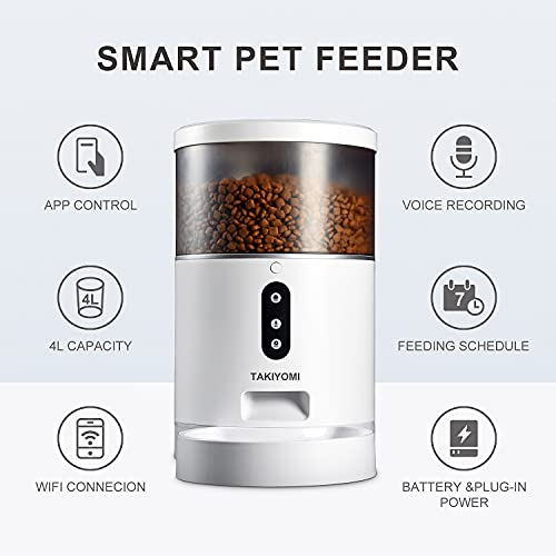 TAKIYOMI Automatic Cat Feeder,4L,Wi-Fi Enabled Smart Pet Feeder for Cats and Dogs, Smart Pet Feeder with APP Control… - Image 3