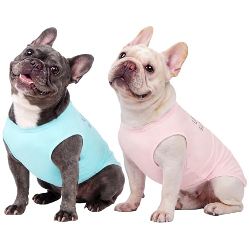 Kuoser 2 Pack Dog Shirts UPF 50+ UV Sun Protection, Lightweight Quick Dry Dog T Shirts for Small Medium Large Dogs, Breathable Pet Vest Dogs Tshirt Pet Clothes for Indoor Outdoor, Pink & Mint XS