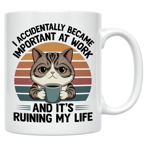Casitika I Accidentally Became Important At Work Mug. Work Humor Coffee 11 Oz Cup For Office Desk. Gift For Coworkers, Employees, Managers, And Professionals. (White)