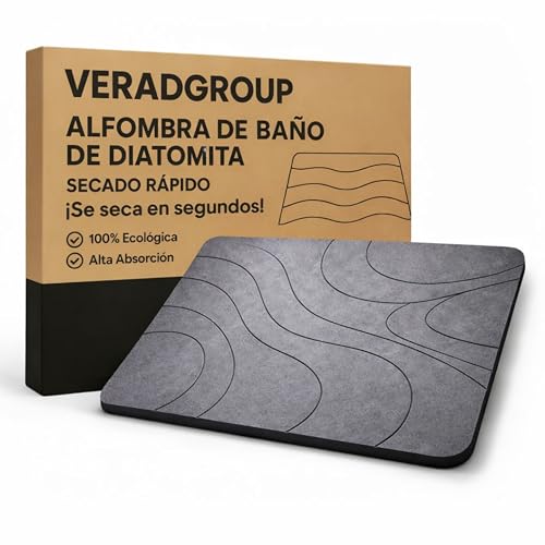 Miniatura 10 de Veradgroup Alfombra Diatomita Baño Antideslizante Alfombra Baño Diatomita Ducha Secado Rápido Alfombra Cocina Y Baño Premium Bath Mat De Piedra Natural Gris Piedra Elegante
