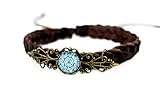Armbandbreite 1,4 cm Lederarmband Blatt Blume Damen Schmuck Armschmuck Wickelarmband Braun Vintage Flechtarmbänder Blau Bronze