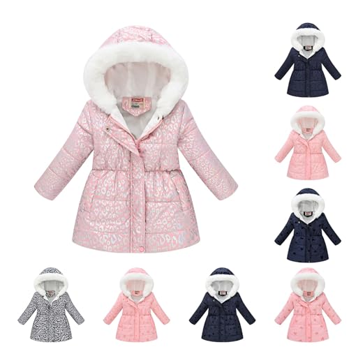 KAGAYD Girls Hooded Down Jacket Kids Toddler Thicken Warm Winter Coat Windproof Furry Collar Outerwear Clothes