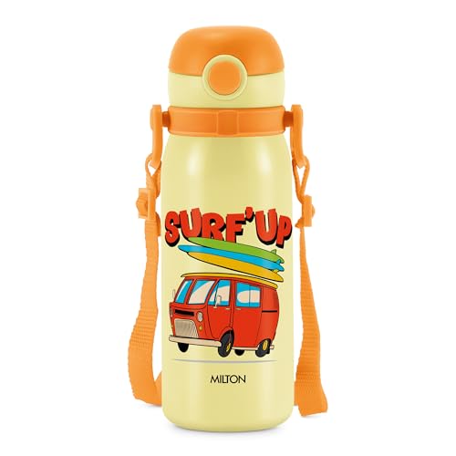 Image of MILTON Torque 650 ISI Certified Stainless Steel Water Bottle, Leak Proof, Rust Proof, Single walled,1 Yr Warranty, Ideal Sipper Water Bottle for School Kids Bottle, 625 ml, Ivory (Surf'Up)