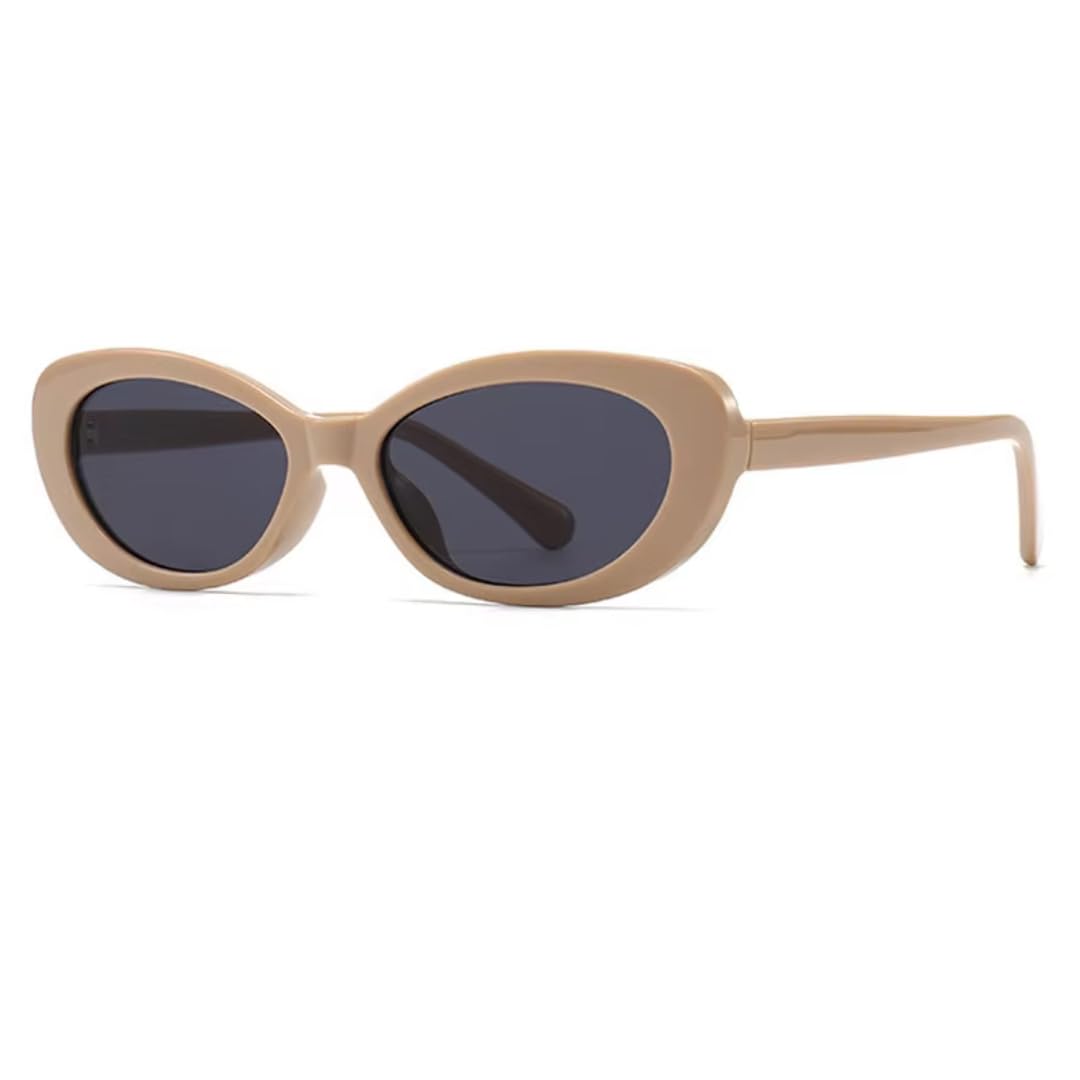 Gafas de sol vintage de ojo de gato para mujer, estilo retro, para hombre, a la moda, UV400 (beige-negro)