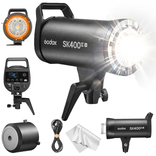 Flash de estudio 400Ws con lámpara LED y sistema inalámbrico Bowens