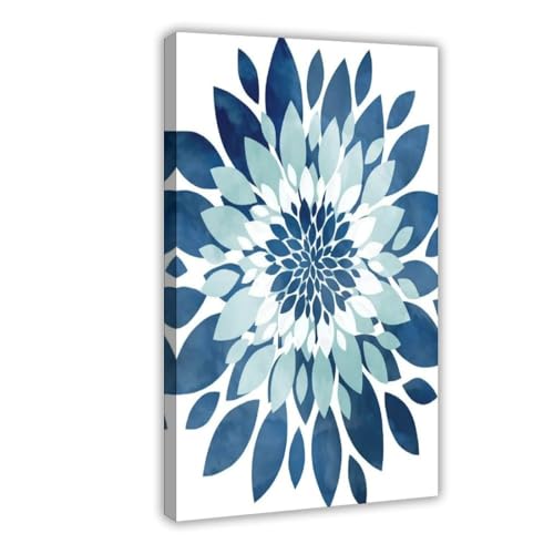 Toile fleurs aquarelles bleu turquoise pour illuminer un salon sombre
