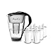 GLAS-Wasserfilter PearlCo (schwarz) mit 6 classic Filterkartuschen - passt zu Brita Classic