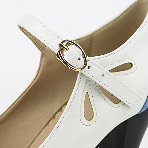 SaraIris Mary Jane Sapato Oxford – Lindo salto baixo – Sapato de bico redondo retrô com tira no torn