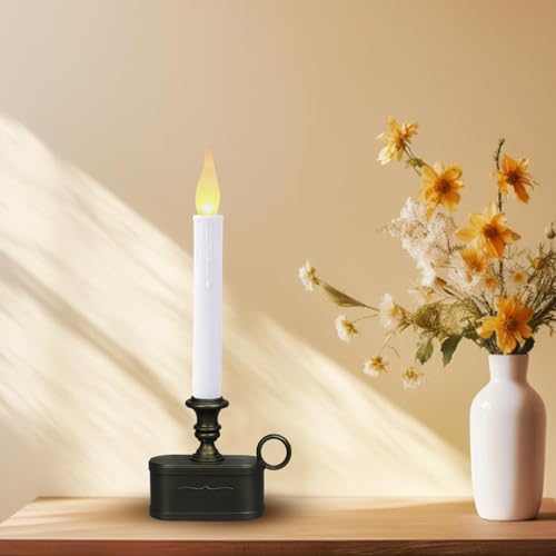 Image of Window Candles Battery Operated with Timer 8 Hours on and 16 Hours of Led Warm White with Flicker Flame (Vintage Base)